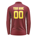 Custom Crimson Red Light Yellow Long Sleeve Polo Shirt