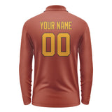 Custom Coral Red Yellow Long Sleeve Polo Shirt