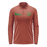 Custom Coral Red Emerald Green Long Sleeve Polo Shirt