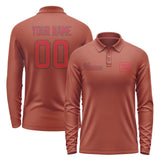Custom Coral Red Red Long Sleeve Polo Shirt