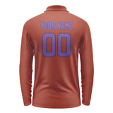 Custom Coral Red Light Purple Long Sleeve Polo Shirt