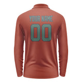Custom Coral Red Blue Green Long Sleeve Polo Shirt