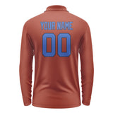 Custom Coral Red Sky Blue Long Sleeve Polo Shirt