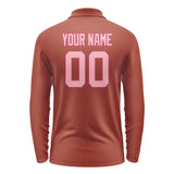 Custom Coral Red Light Pink Long Sleeve Polo Shirt