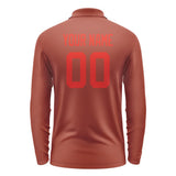 Custom Coral Red Orange Red Long Sleeve Polo Shirt