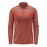 Custom Coral Red Orange Red Long Sleeve Polo Shirt