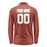 Custom Coral Red White Long Sleeve Polo Shirt