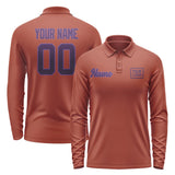 Custom Coral Red Purple Long Sleeve Polo Shirt