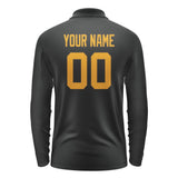 Custom Black Yellow Long Sleeve Polo Shirt