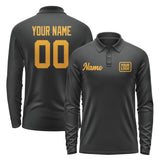 Custom Black Yellow Long Sleeve Polo Shirt