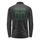 Custom Black Green Long Sleeve Polo Shirt