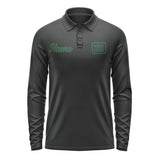 Custom Black Green Long Sleeve Polo Shirt