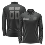Custom Black Dark Grey Long Sleeve Polo Shirt