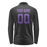 Custom Black Light Purple Long Sleeve Polo Shirt