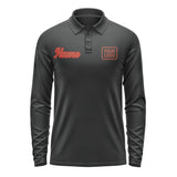 Custom Black Coral Red Long Sleeve Polo Shirt