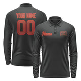 Custom Black Coral Red Long Sleeve Polo Shirt