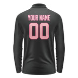 Custom Black Light Pink Long Sleeve Polo Shirt