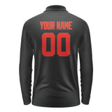 Custom Black Orange Red Long Sleeve Polo Shirt