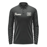 Custom Black Cream Long Sleeve Polo Shirt