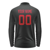Custom Black Red Long Sleeve Polo Shirt