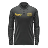Custom Black Gold Long Sleeve Polo Shirt