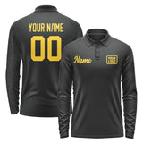 Custom Black Gold Long Sleeve Polo Shirt