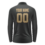 Custom Black Light Khaki Long Sleeve Polo Shirt