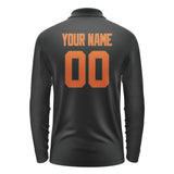 Custom Black Orange Long Sleeve Polo Shirt