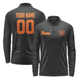 Custom Black Orange Long Sleeve Polo Shirt