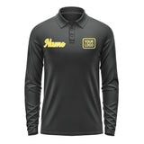 Custom Black Light Yellow Long Sleeve Polo Shirt
