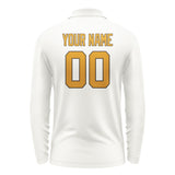 Custom White Yellow Long Sleeve Polo Shirt