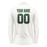 Custom White Green Long Sleeve Polo Shirt