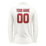 Custom White Red Long Sleeve Polo Shirt