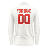 Custom White Orange Red Long Sleeve Polo Shirt