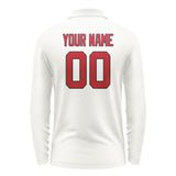 Custom White Red Long Sleeve Polo Shirt