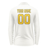 Custom White Gold Long Sleeve Polo Shirt