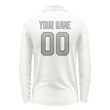 Custom White Gray Long Sleeve Polo Shirt