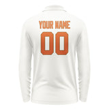Custom White Orange Long Sleeve Polo Shirt