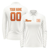 Custom White Orange Long Sleeve Polo Shirt