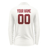 Custom White Crimson Red Long Sleeve Polo Shirt