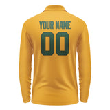 Custom Yellow Green Long Sleeve Polo Shirt