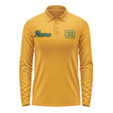 Custom Yellow Green Long Sleeve Polo Shirt