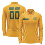 Custom Yellow Green Long Sleeve Polo Shirt