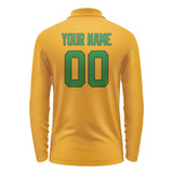 Custom Yellow Emerald Green Long Sleeve Polo Shirt