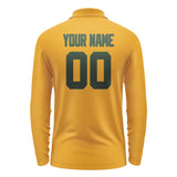 Custom Yellow Dark Green Long Sleeve Polo Shirt