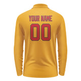 Custom Yellow Red Long Sleeve Polo Shirt