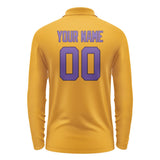 Custom Yellow Light Purple Long Sleeve Polo Shirt