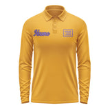 Custom Yellow Light Purple Long Sleeve Polo Shirt