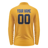 Custom Yellow Navy Long Sleeve Polo Shirt