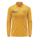 Custom Yellow Blue Green Long Sleeve Polo Shirt